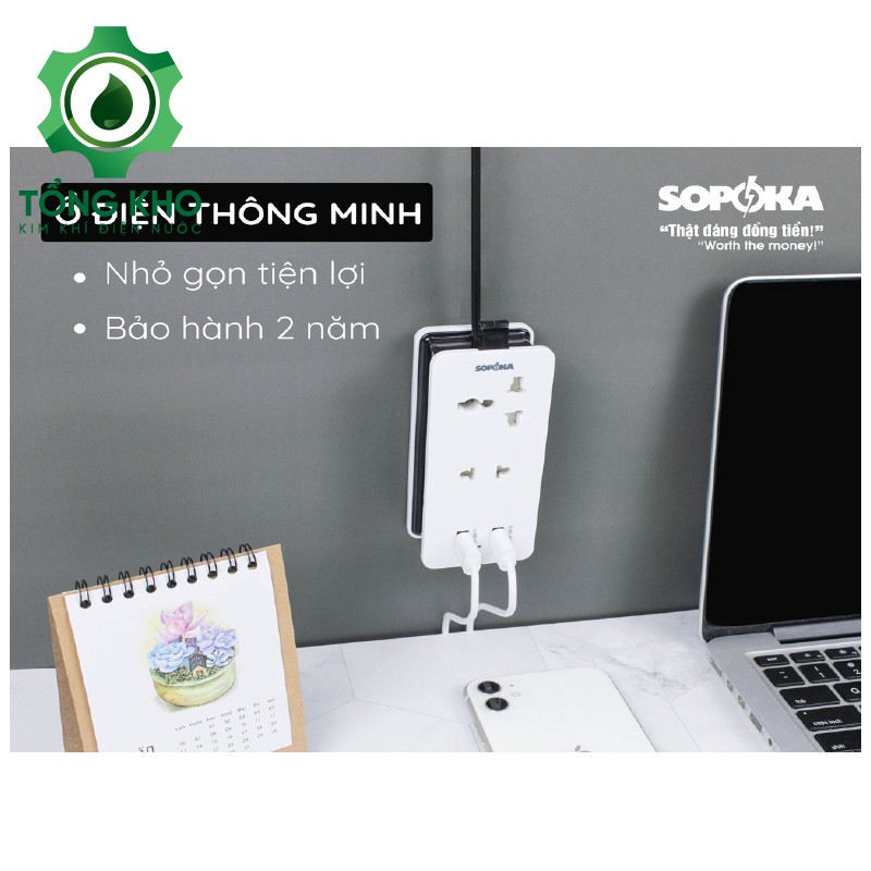 Ổ cắm điện, phích cắm điện thông minh Sopoka tích hợp USB - Tổng kho kim khí điện nước