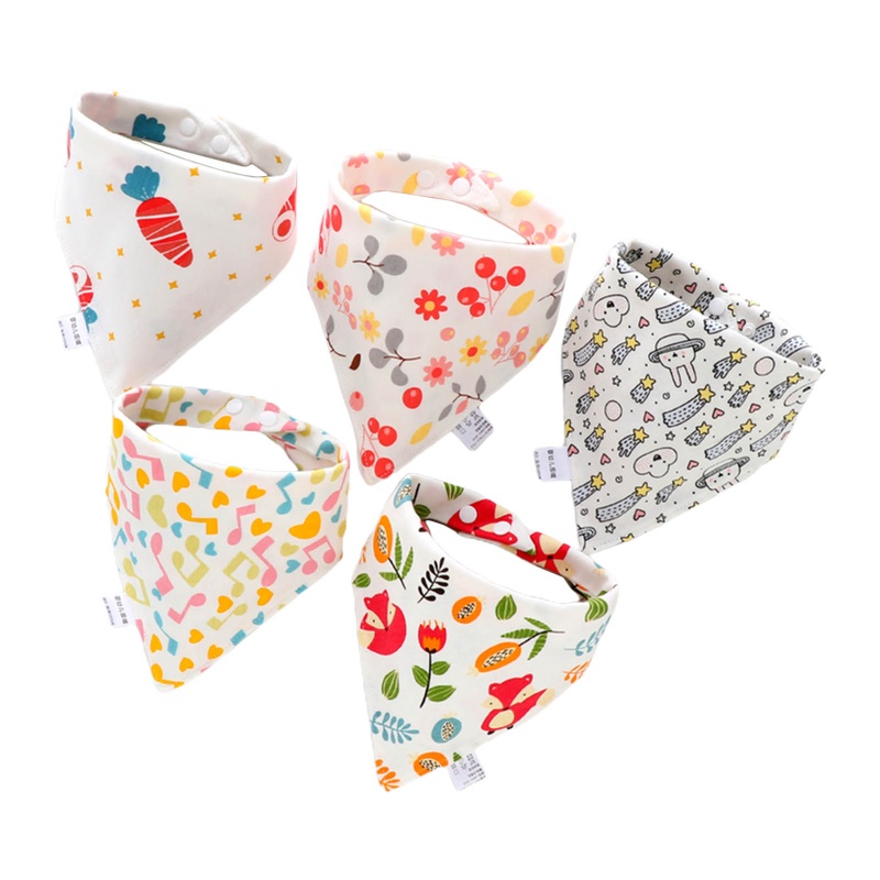 Set 5 yếm ăn cotton in họa tiết xinh xắn dễ thương dành cho các bé