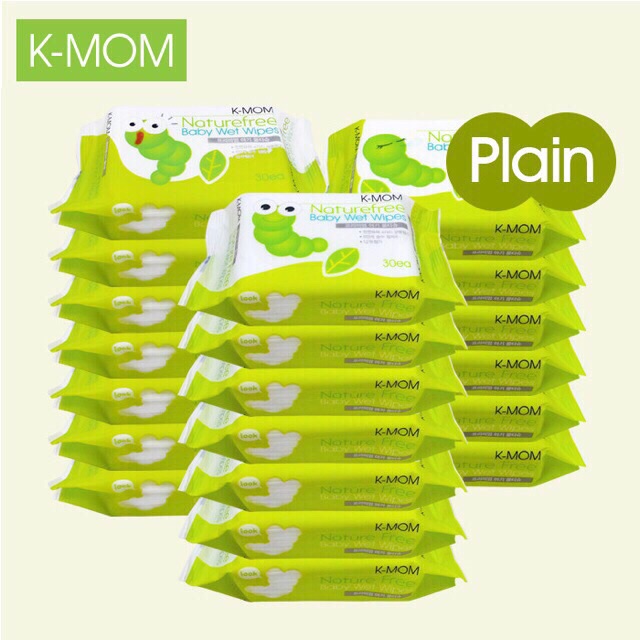 1 gói khăn ướt K-MOM Hàn Quốc cao cấp, an toàn cho da bé (30 tờ)