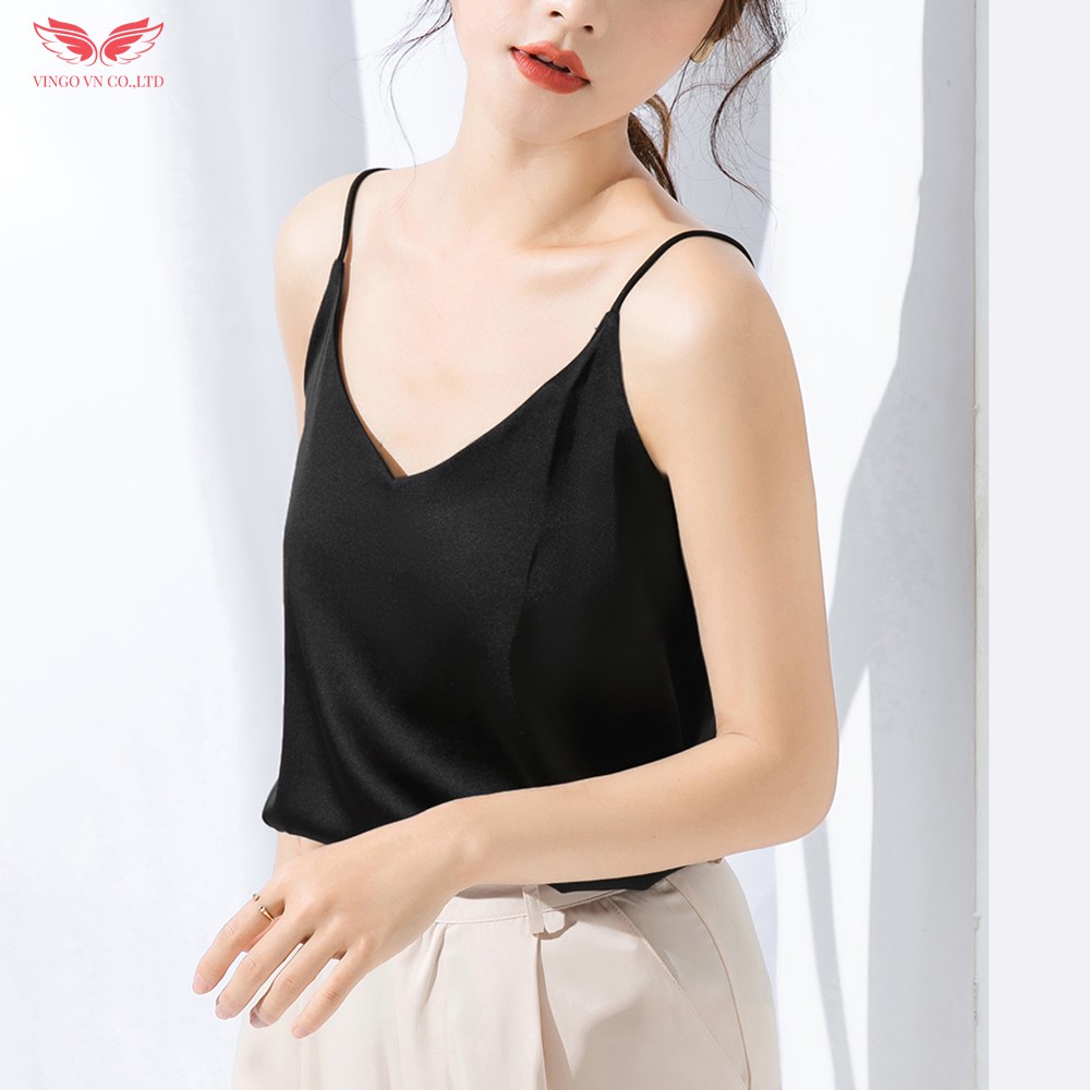 Áo 2 Dây Nữ Lụa Mùa Hè Cổ V Cao Cấp Vingo Đỏ, Đen, Trắng Mặc Cùng Áo Vest, Quần Âu, Chân Váy Đi Làm Đi Chơi AN129 VNGO | BigBuy360 - bigbuy360.vn