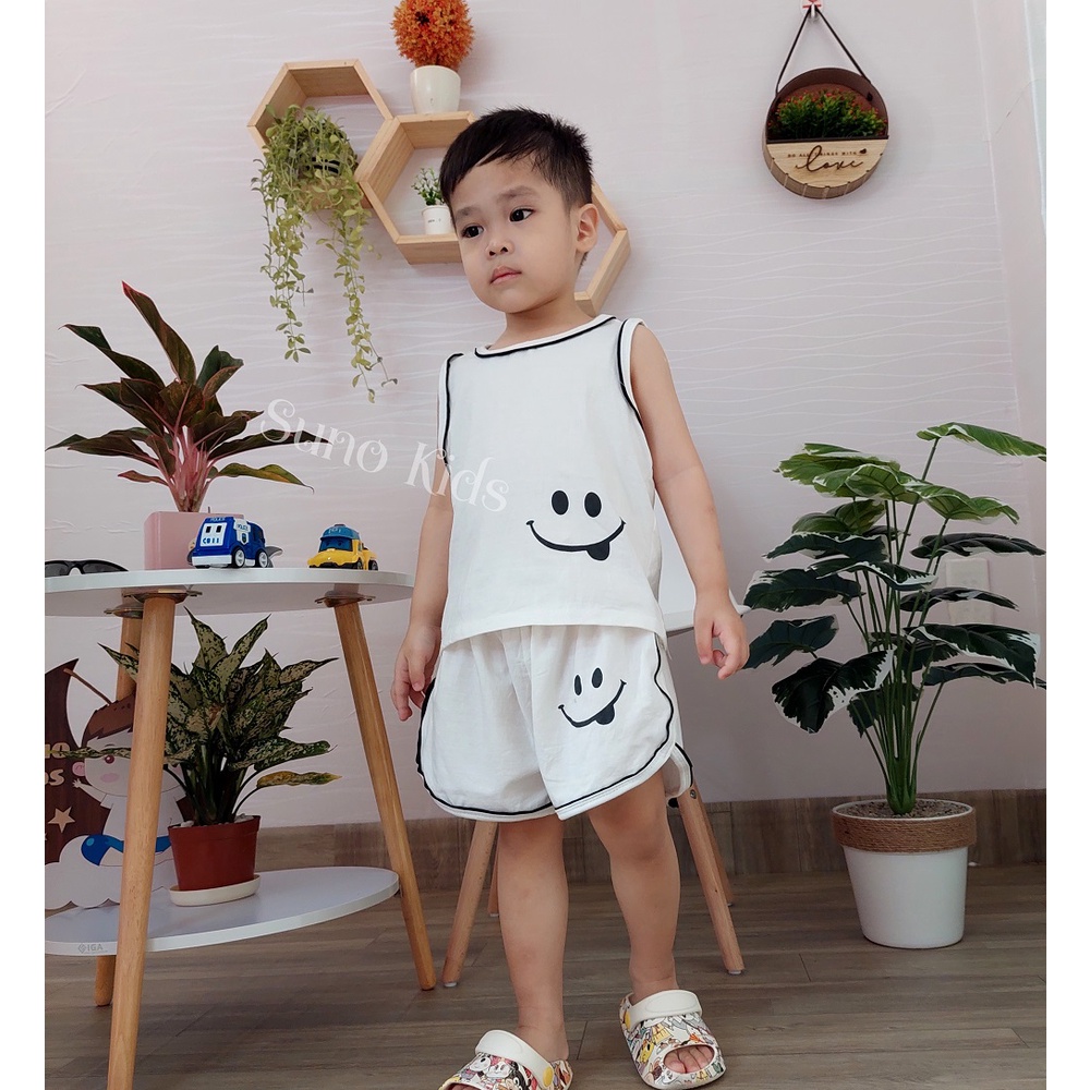Set ba lỗ MẶT CƯỜI KUTE cho bé - Đồ bộ mùa hè 2022 cho bé trai, bé gái