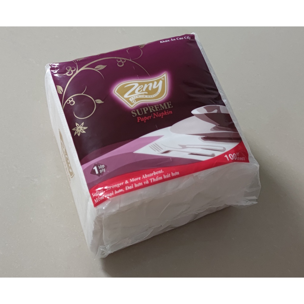 Khăn giấy ăn Napkin 100 tờ x 1 lớp, 330mm x 330mm