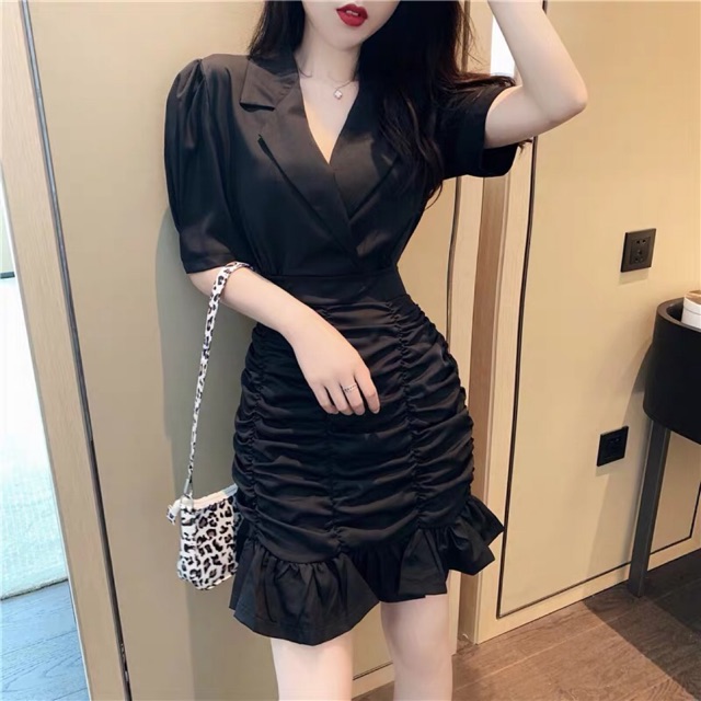 YAME SHOP'S _VÁY NHÚN BÈO ĐUÔI CÁ CỔ VEST