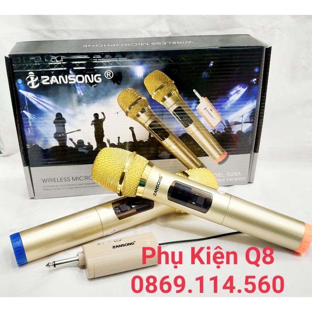 Micro karaoke không dây ZANSONG S28 (đầu thu mini - 02 mic)