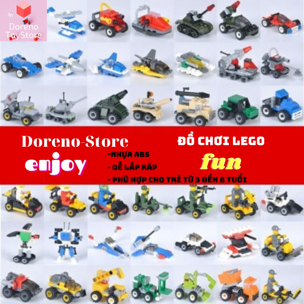 Đồ chơi lego lắp ráp , LEGO city xe tăng máy bay quân đội cho bé nhựa ABS Doreno store từ 3 đến 8 tuổi