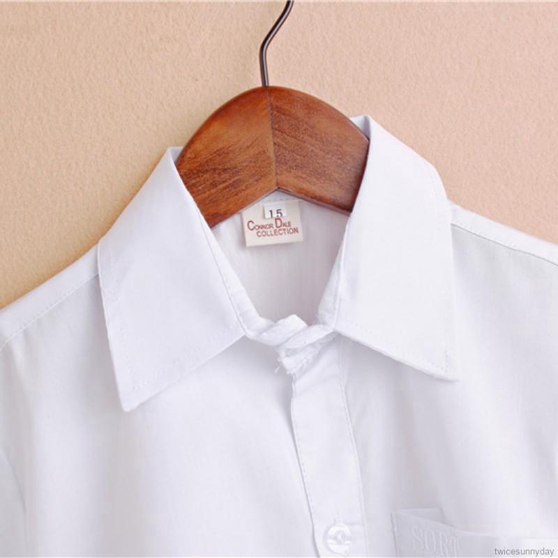 Áo sơ mi trắng dài tay cài nút thời trang xinh xắn cho bé trai