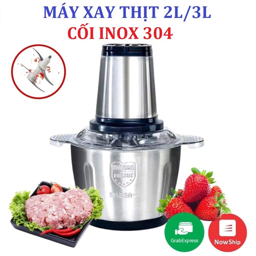 Máy xay thịt đa năng, dung tích 2L, 3L thiết kế nhỏ gọn, chân đế chống trượt, an toàn cho sức khỏe