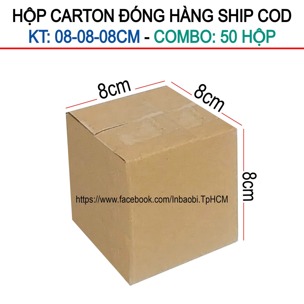 50 Hộp 8x8x8 cm, Hộp Carton 3 lớp đóng hàng chuẩn Ship COD (Green &amp; Blue Box, Thùng giấy - Hộp giấy giá rẻ)