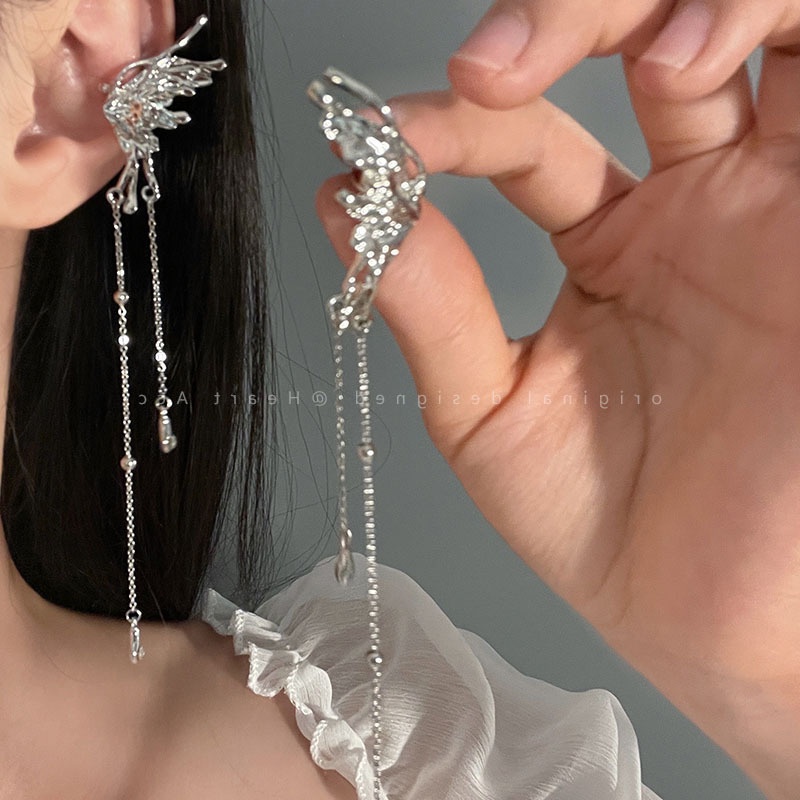 Khuyên Kẹp Vành Tai Dáng Dài Hình Bướm Thời Trang Cá Tính