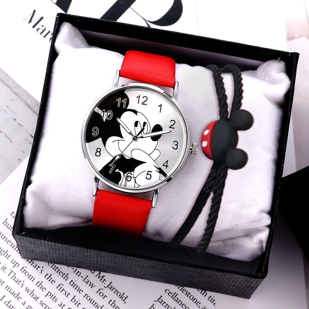 Bộ vòng đeo tay + lắc tay hình chuột Mickey hoạt hình cho nữ