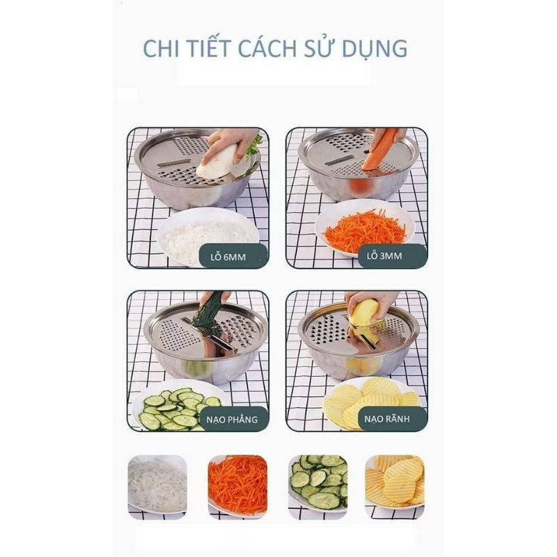 [Clip Thật]Rổ nạo inox 3 in 1 đa năng , tiện lợi