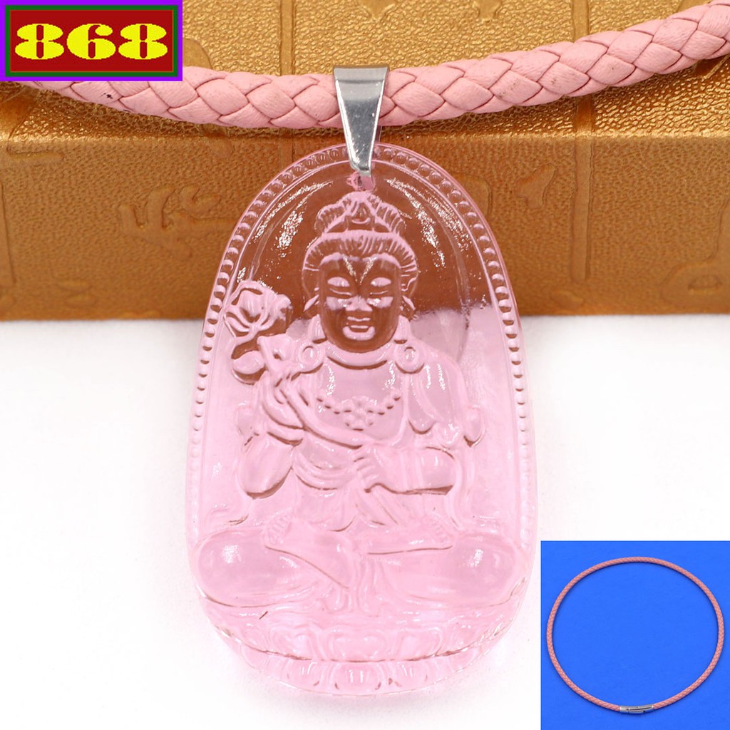 Vòng cổ dây da Đại thế chí pha lê hồng 3.6 cm DDOHVFLHB4 - Hộ mệnh tuổi Ngọ
