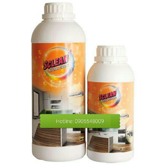 Combo 01 chai nước tẩy rửa xoong nồi nhà bếp 500ml + 01 chai xịt SCLEAN KITCHEN CLEANER