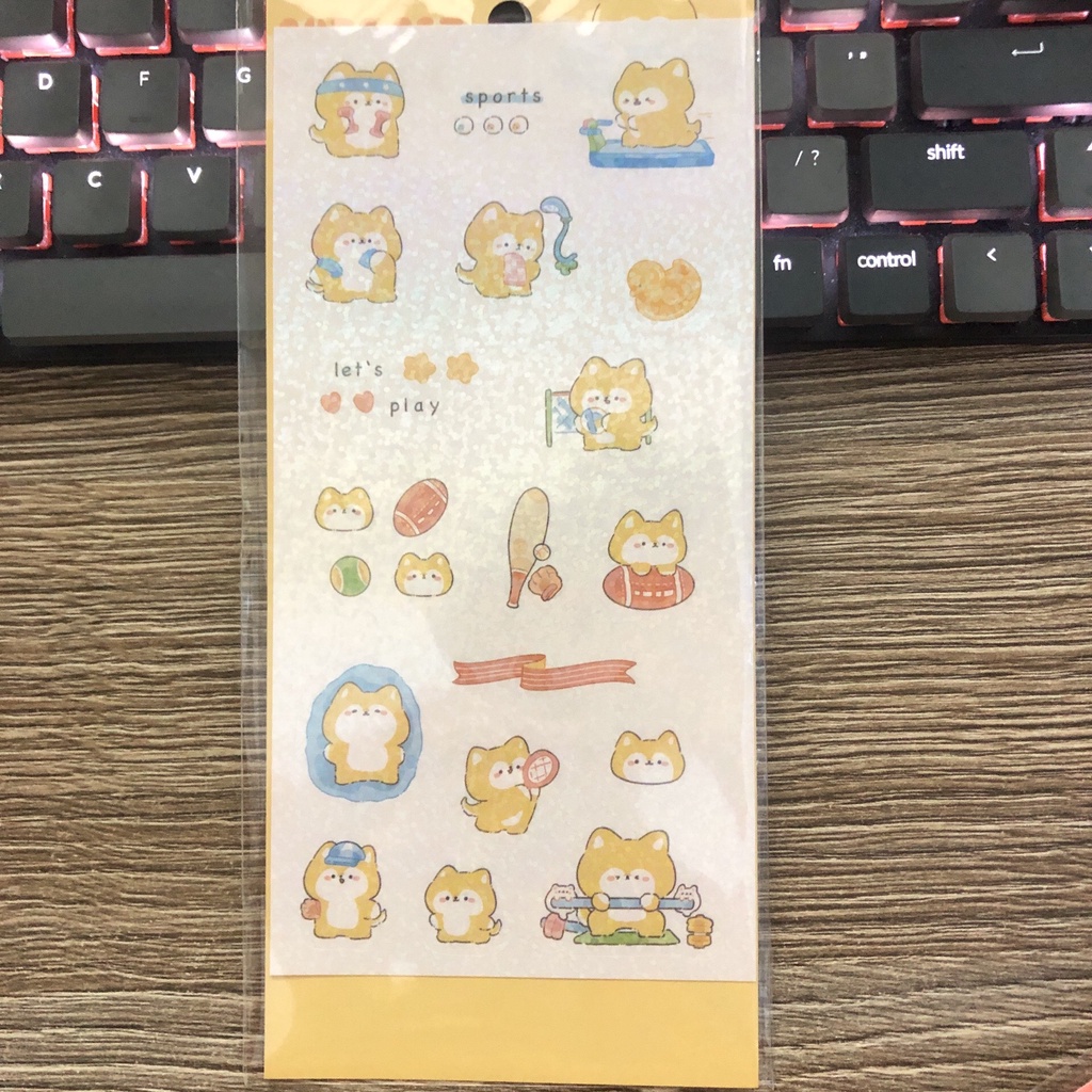 Sticker dán điện thoại - dán vở - sổ tay, ly - ốp lương - Sticker hoạt hình dễ thương phủ kim tuyến siêu đẹp