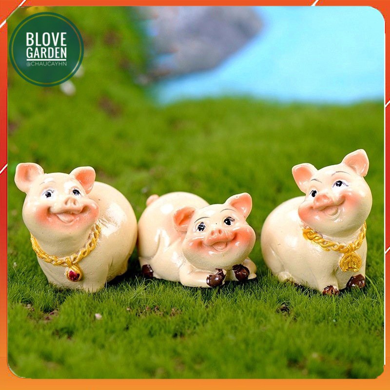 Chú lợn dễ thương làm tiểu cảnh trang trí chậu cây, sen đá, xương rồng, terarium, làm quà tặng ý nghĩa