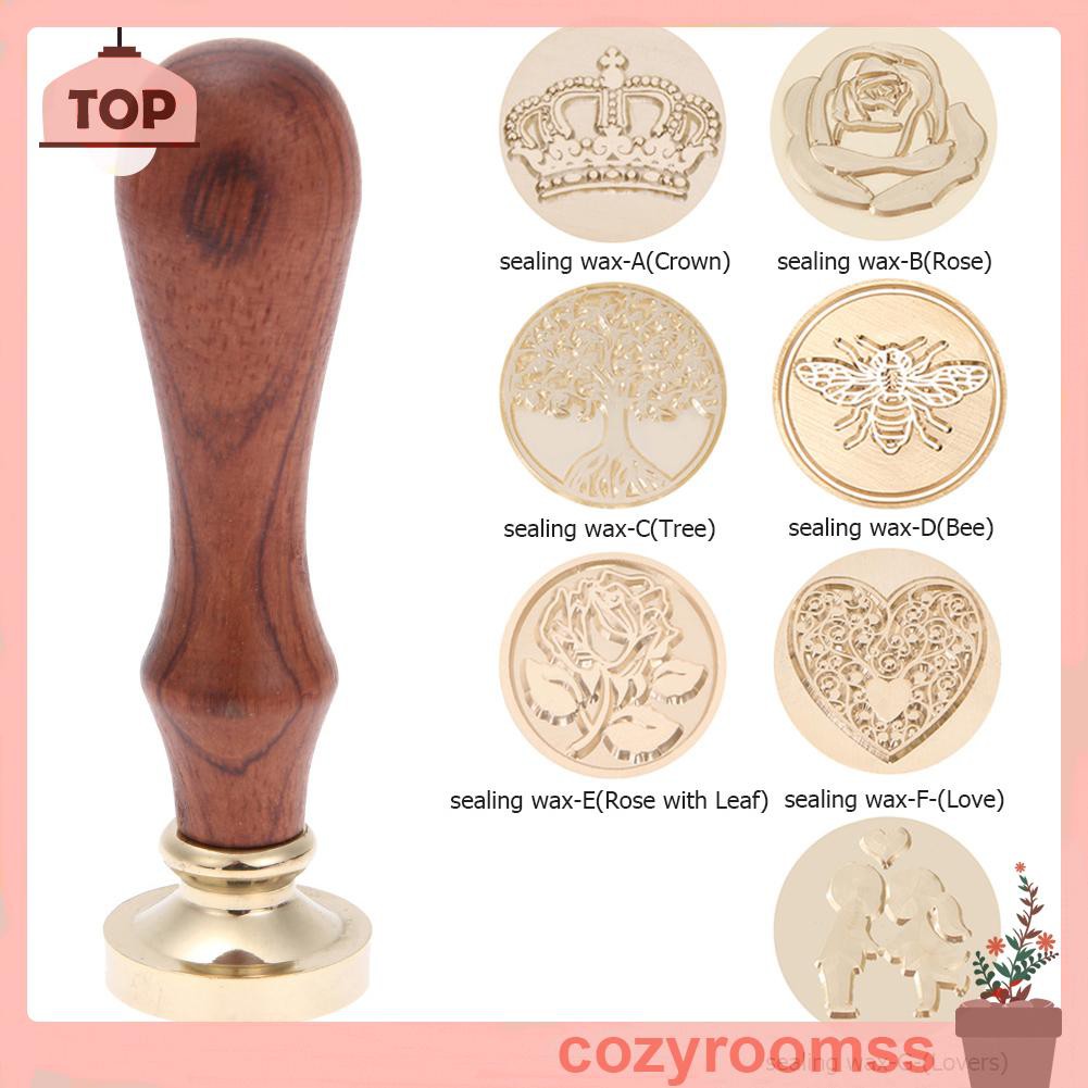 Đầu con dấu đóng sáp niêm phong trang trí thiệp mời đám cưới/phong thư bằng đồng mạ vàng phong cách retro DIY