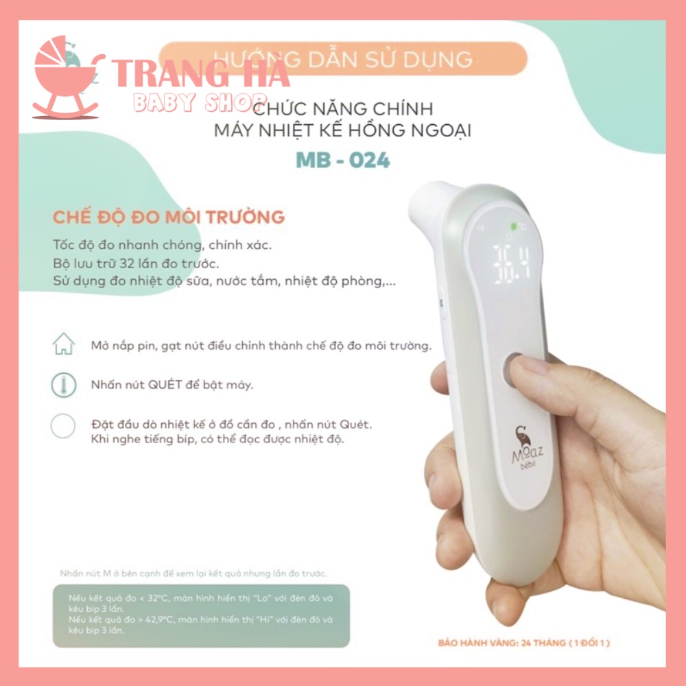 Nhiệt Kế Hồng Ngoại Đo Trán, Đo Tai Moaz BéBé MB - 024 Bảo Hành Chính Hãng 24 Tháng Lỗi 1 Đổi 1