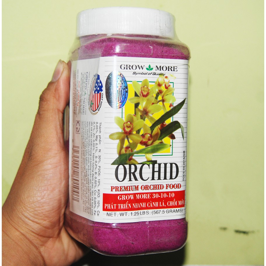 Phân bón chuyên dùng cho lan Grow More Orchid 30-10-10 +TE (567g) nhập khẩu Mỹ