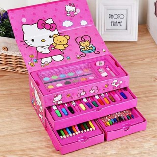 Hộp Dụng Cụ Học Tập Và Bút Màu 54 Chi Tiết Hoạt Hình Cho Bé