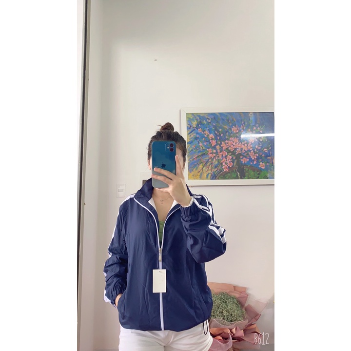 Áo khoác gió nữ nam trơn 2 sọc trắng, áo khoác gió 2 lớp hàng cao cấp GZAK065 GZ Store