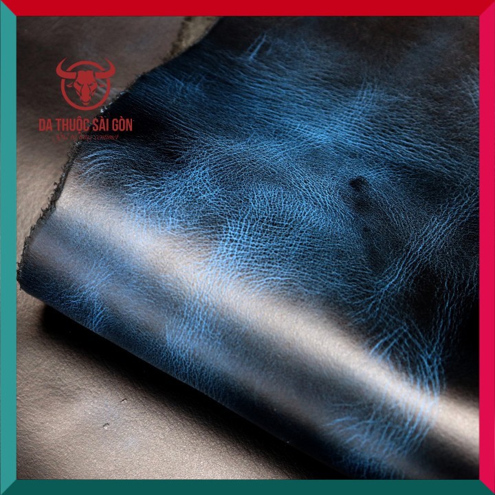 Da Bò Pullup Wax Thương Hiệu Da Thuộc Sài Gòn Màu Xanh Dương - Bán Da Bò Nguyên Tấm