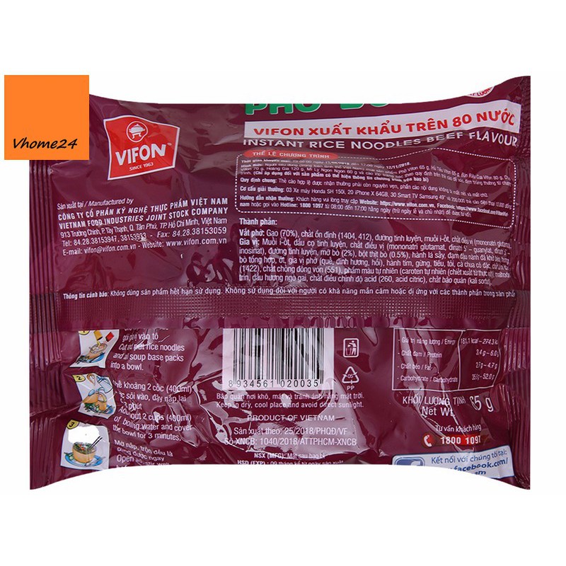 Phở bò ăn liền Vifon gói 65g | BigBuy360 - bigbuy360.vn