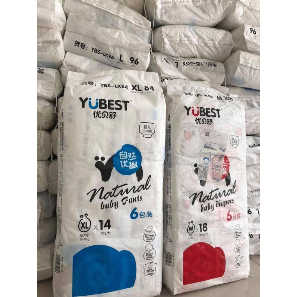 Bỉm quần/Tã dán Yubest nội địa Trung Size S132-M108-L96-XL72-L96-XL84-XXL72