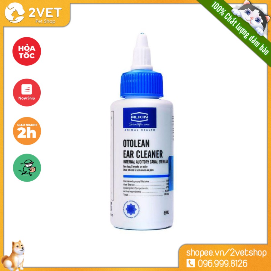 [Chăm Sóc Thú Cưng] Dung Dịch - Nước Vệ Sinh Tai Alkin Otoclean Ear Cleaner - Thể Tích 85ml - Dùng Cho Thú Cưng