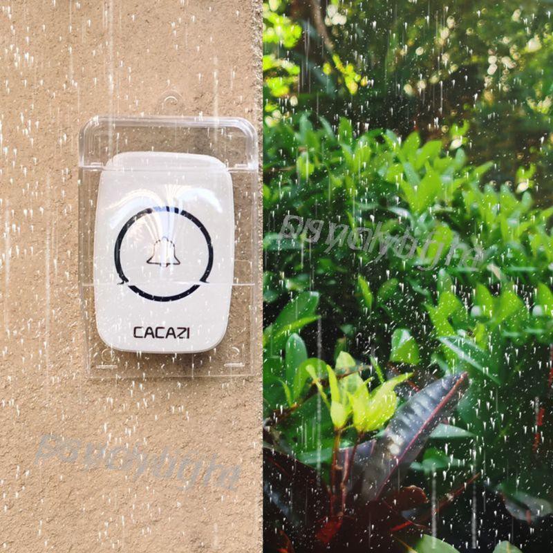 pcf-Waterproof Cover for Wireless Doorbell Door Bell Ring Chime Button Transparent