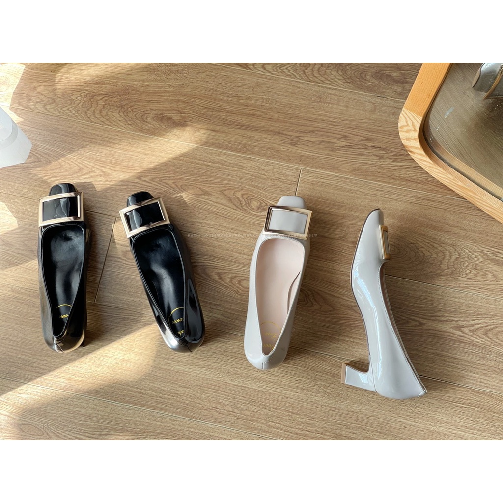 Giày cao gót da bóng đá vuông gót 5cm 606-1