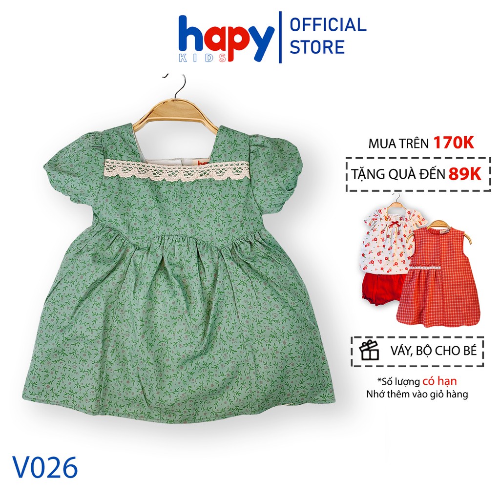 Váy Bé Gái, Đầm Bé Gái Dáng Xòe Tay Bồng Cho Bé Từ 7 - 20kg Hapykids V026