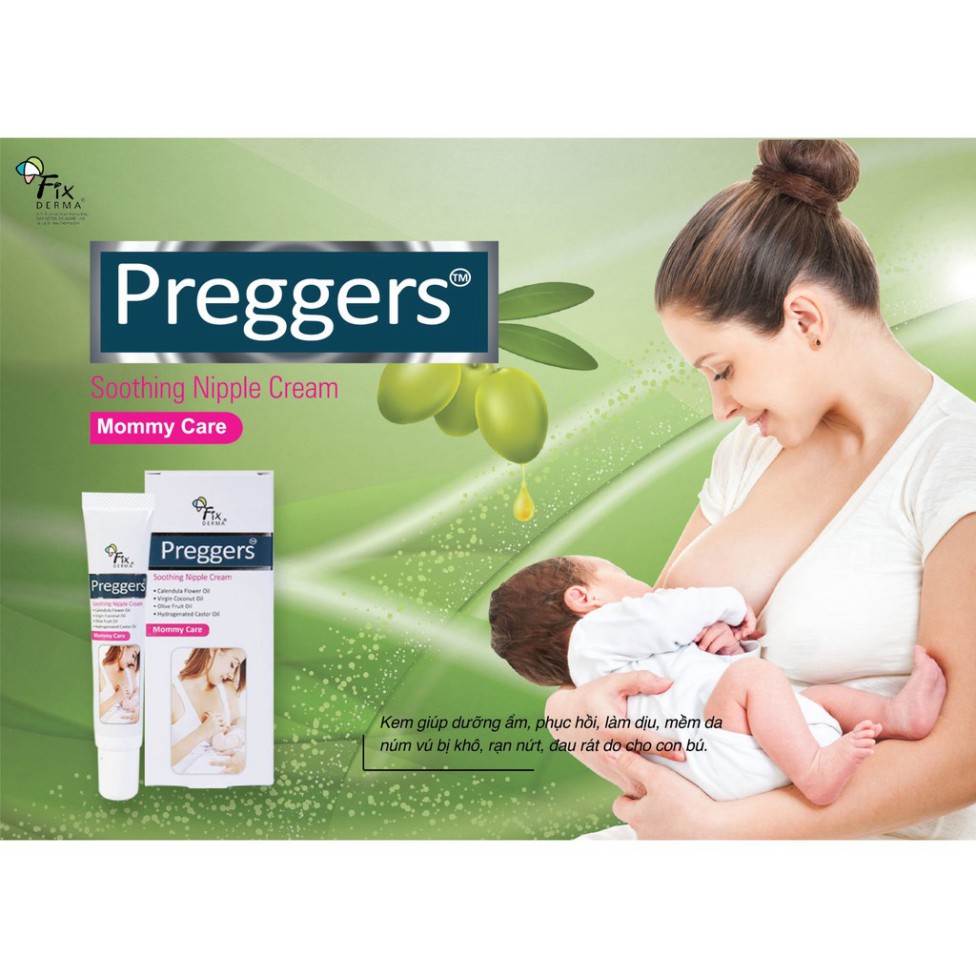 [CHÍNH HÃNG] Fixderma Kem dưỡng ẩm, làm dịu mềm da núm vú Preggers Soothing Nipple Cream 20g