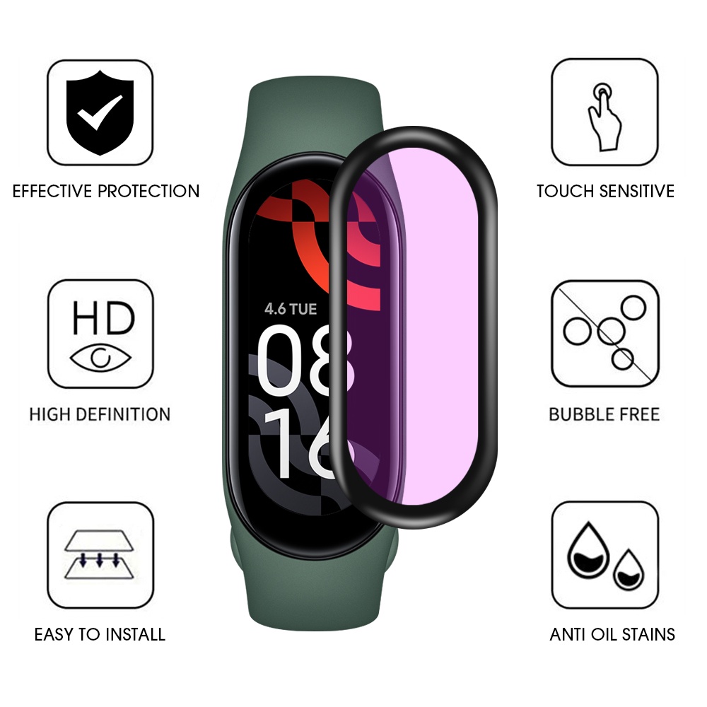 1 Miếng Dán HD Trong Suốt Viền Cong Bảo Vệ Màn Hình Chống Trầy Cho Đồng Hồ Thông Minh Mi Band 7