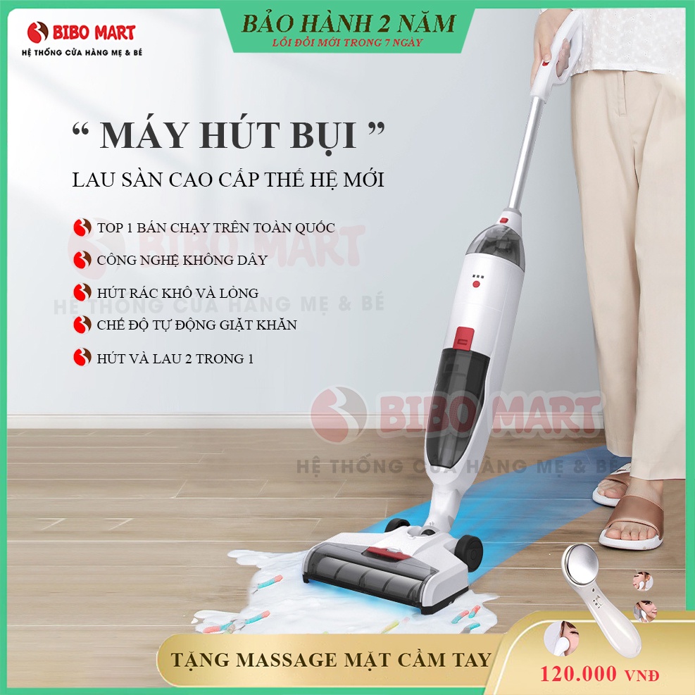 Máy hút bụi cầm tay không dây, thiết kế lau sàn thế hệ mới hút khô và ướt có chế độ tự động giặt khăn siêu tiện lợi