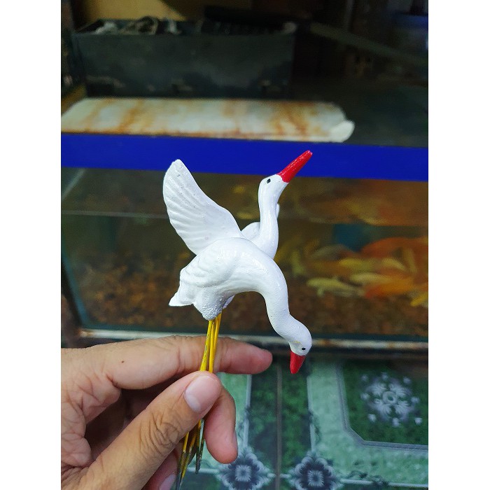 CẶP CÒ SÀNH TRANG TRÍ HỒ CÁ NON BỘ CAO 13CM