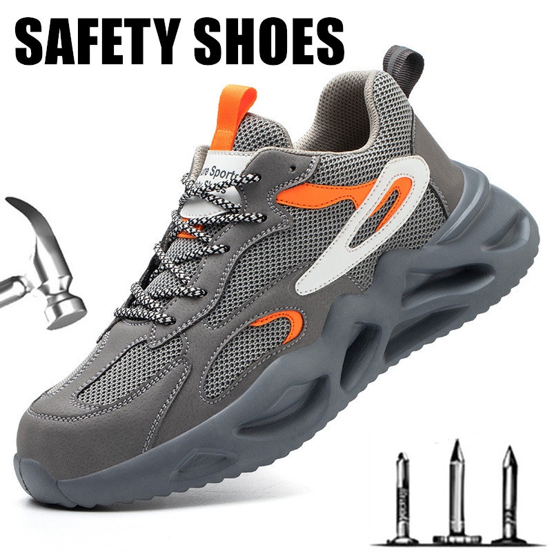 Giày bảo hộ lao động mũi thép siêu nhẹ đế mềm chống va chạm bảo vệ cho cả