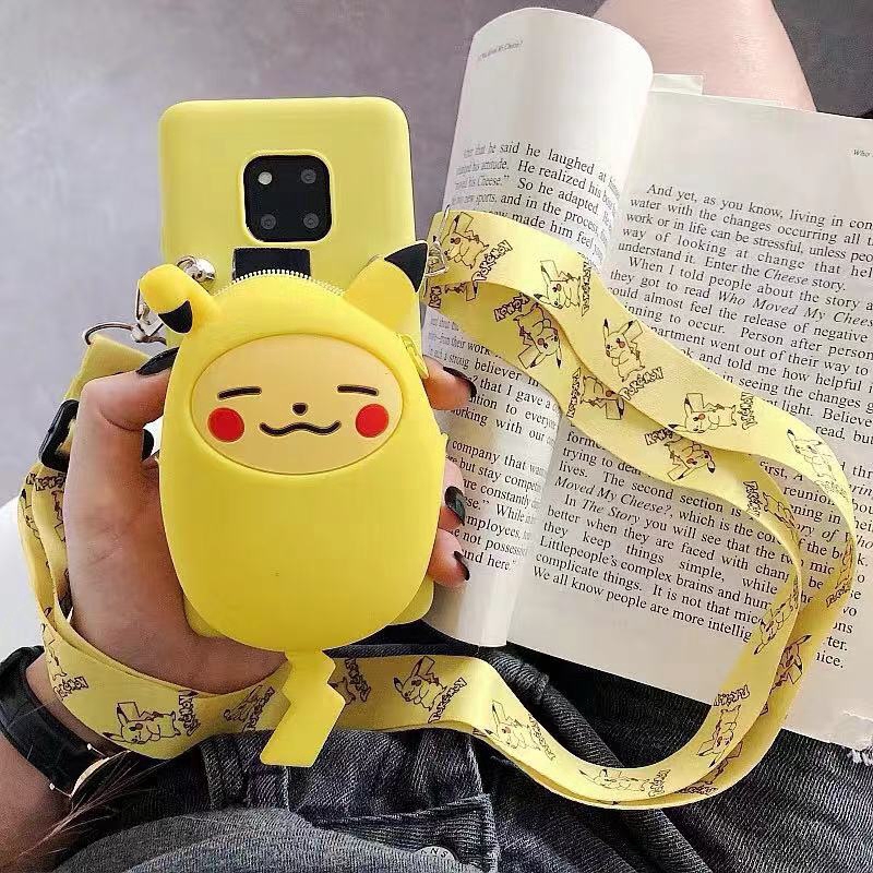 Ốp lưng kiêm ví tiền Pikachu dễ thương cho Samsung Galaxy A10 A20 A30 A40 A50 A60 A70 A80 M10 M20 M30 M40 A10e A20e A8S