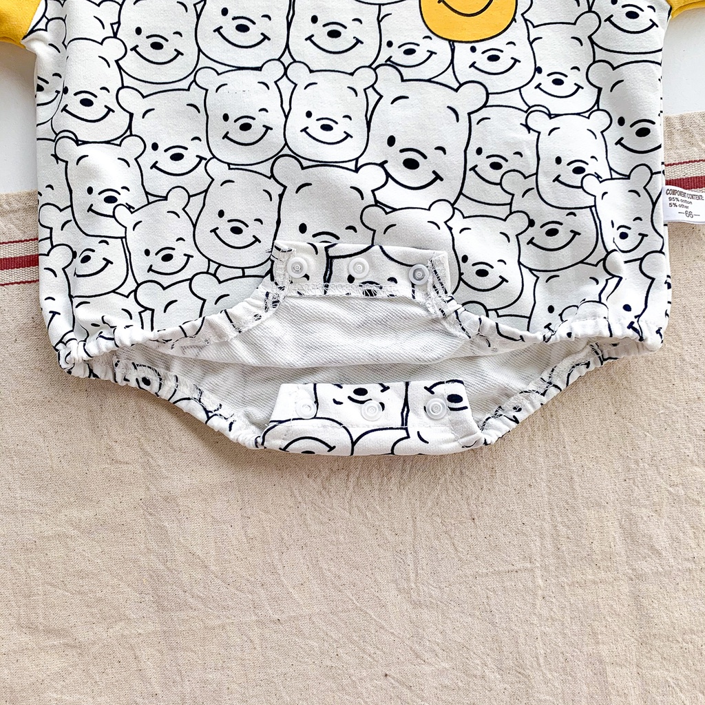 Bộ Áo Liền Quần Tay Dài Vải Cotton In Hình Gấu Dễ Thương Thời Trang Mùa Thu Cho Bé Sơ Sinh