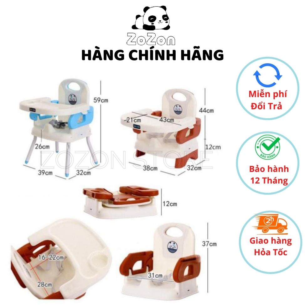 Ghế ăn dặm cho bé hình gấu trúc có mặt bàn điều chỉnh độ rộng 3 mức dành cho bé từ 6 tháng tuổi Zozon