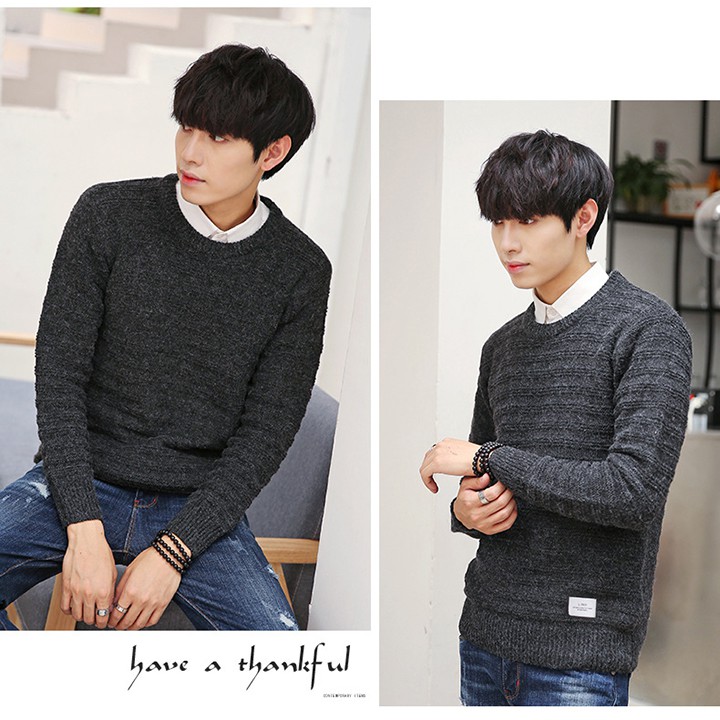 Áo len dệt kim cổ tròn dày mặc ấm - Mã số: AL1702