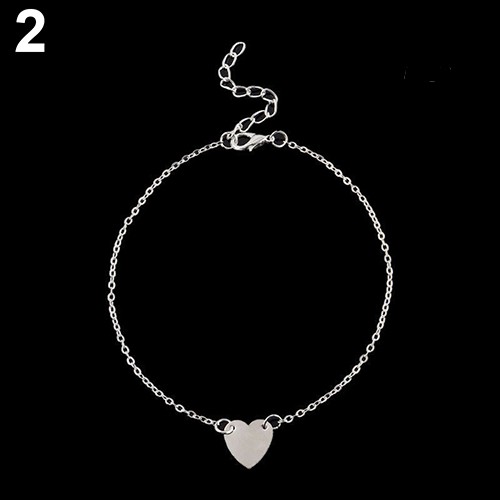 Lắc chân bằng hợp kim thiết kế mặt dây hình trái tim xinh xắn thời trang cho nữ