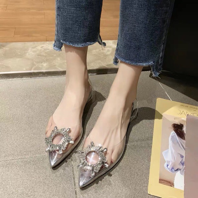 SANDAL BONIE NƠ HOA 6 CÁNH QUAI TRONG GÓT CAO 3 PHÂN (MÃ 616 BONIE)