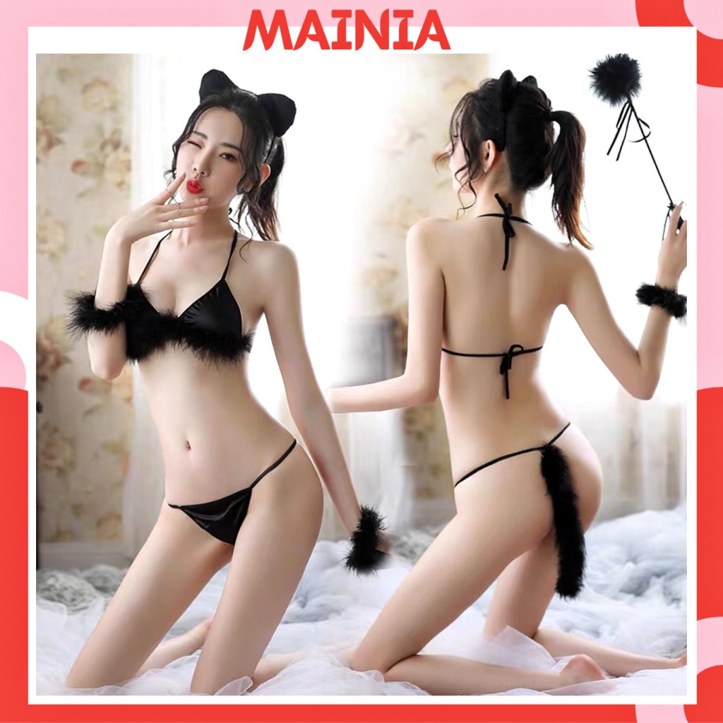 [40-65kg] Set Bộ Đồ Ngủ Lông Thỏ Buộc Cột Dây Siêu Xinh Sexy Gợi Cảm Mainia Shop | BigBuy360 - bigbuy360.vn