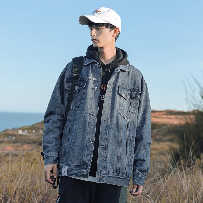 Áo Khoác Jean Nam Cao Cấp Chất Vải Jean Cotton Mềm Mịn Co Giãn Phong Cách Đường Phố G4014