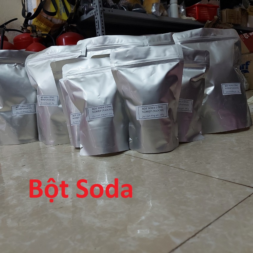 [1kg]Bột Soda Tẩy Rửa Công Nghiệp, Dầu Mỡ Nhà Bếp, Xử Lý Bể Bơi Đóng Gói Túi Zip Bạc