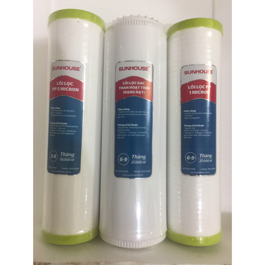 Bộ lõi lọc Sunhouse thô 3 lõi cao cấp, bộ lõi lọc Sunhouse chính hãng - Loi123 | BigBuy360 - bigbuy360.vn