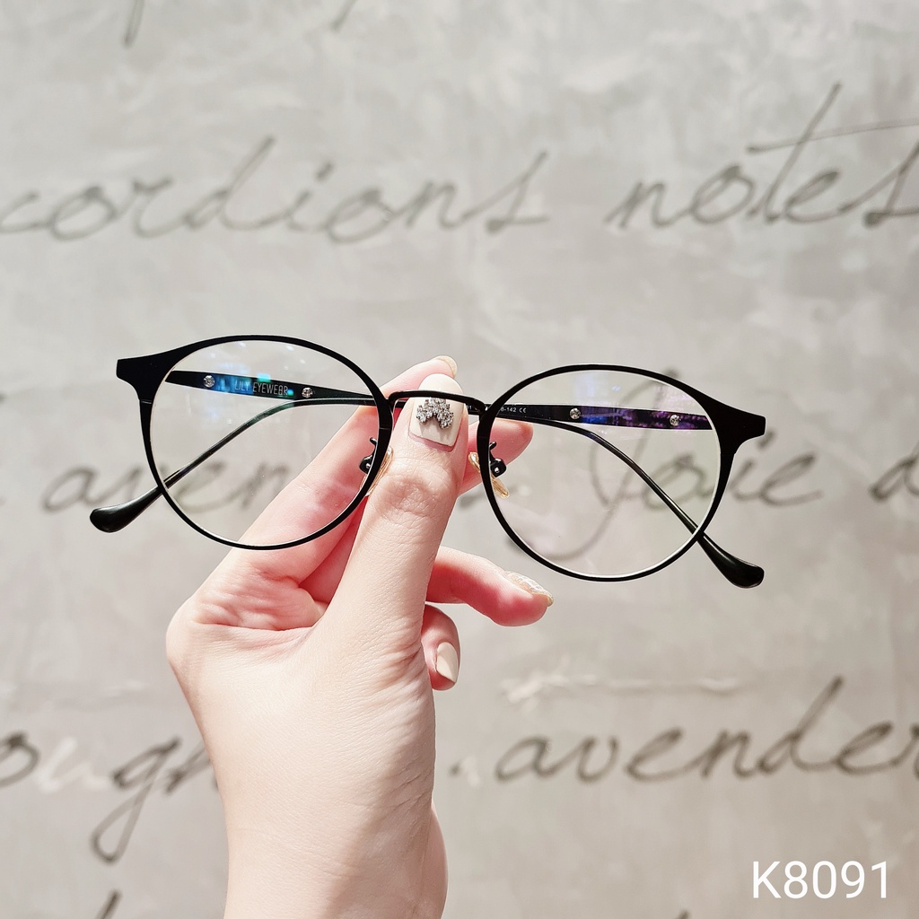 Kính mắt tròn nam nữ LILYEYEYWEAR chất liệu kim loại thanh mảnh thiết kế thời trang K8091