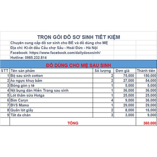 [MỚI] COMBO ĐỒ DÙNG SAU SINH CHO MẸ