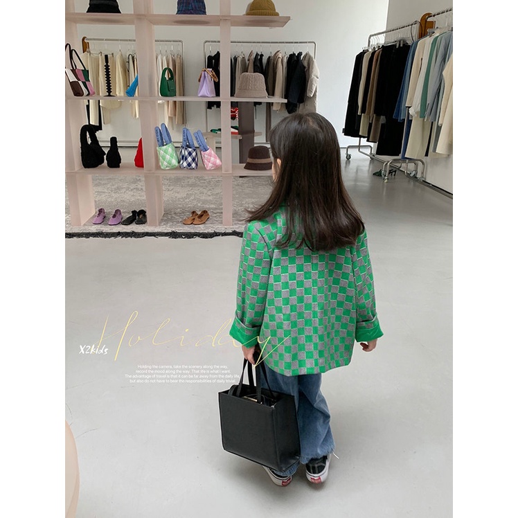 Áo Khoác Vest Tay Dài Họa Tiết Kẻ Sọc Màu Sắc Tương Phản Phong Cách Hàn Quốc Thời Trang Mùa Xuân 2022 Cho Bé Gái