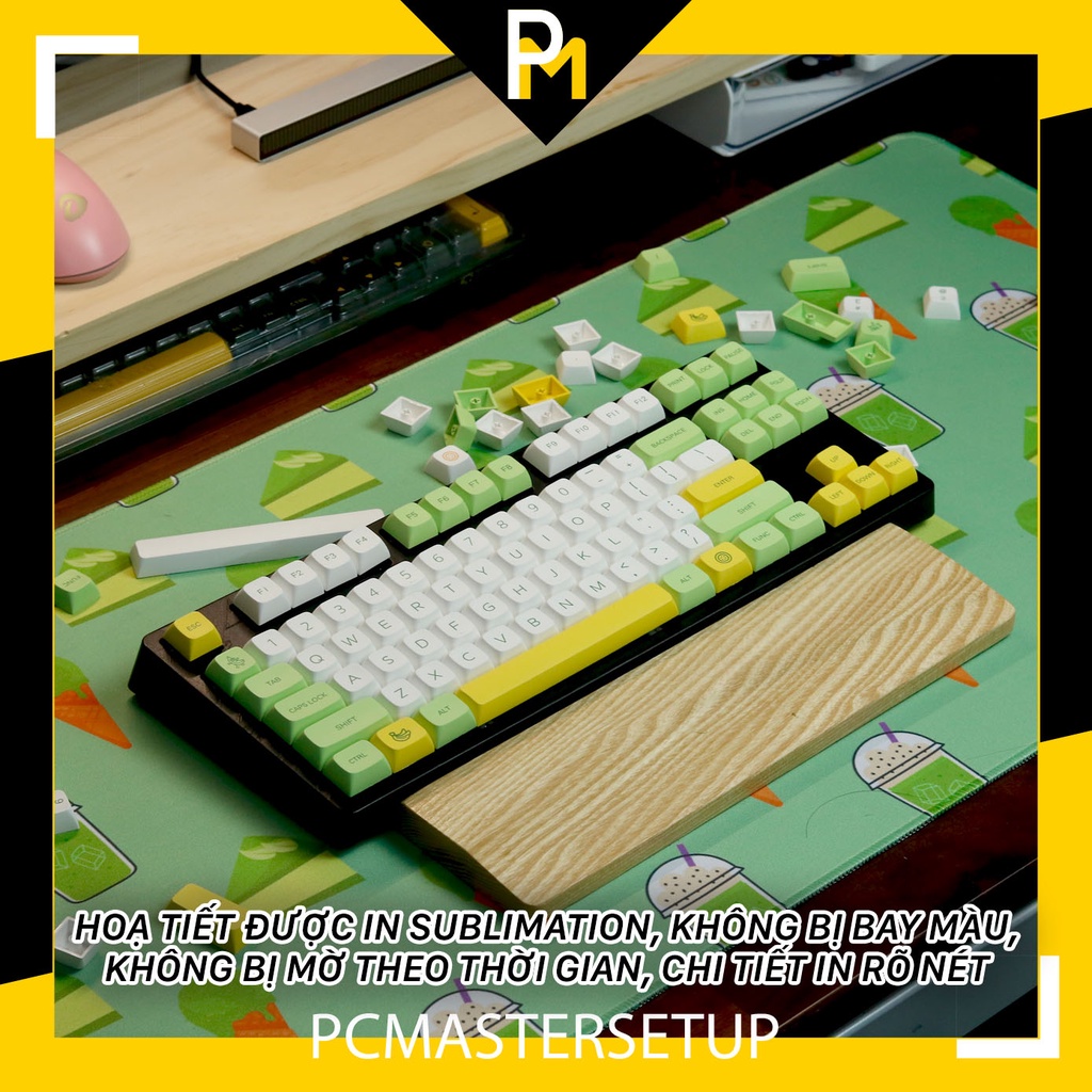 Nút Keycap pbt Banana chuối xanh chiều cao xda 9.5mm dày 1.5mm cho bàn phím cơ của pcmaster